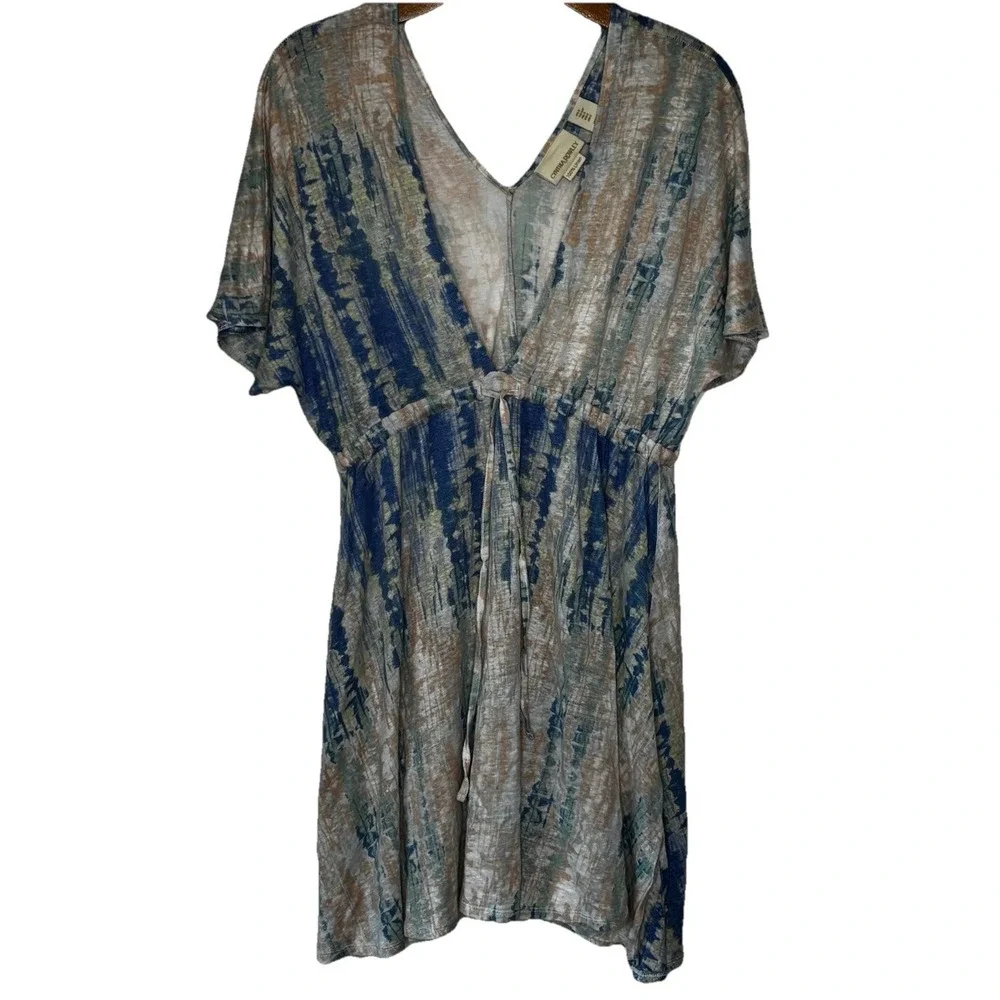 Cynthia Rowley Dress SM Kaftan Swim Suit Cover Up Tie-Dye Linen Beachy Resort